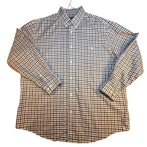 Mens Orvis Plaid Button Down Long Sleeve Shirt XL 100% Cotton Casual